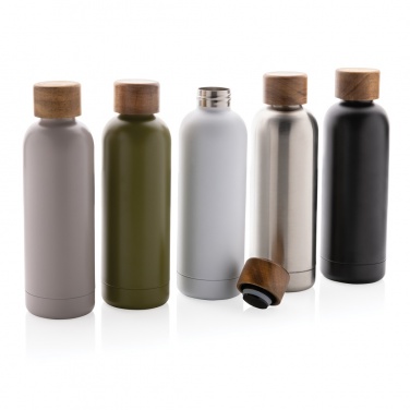 Logotrade promotional merchandise photo of: Wood RCS certified recycled stainless steel vacuum bottle