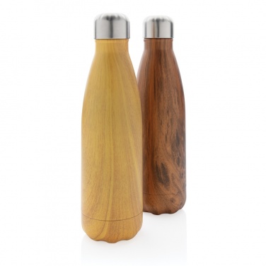Logo trade promotional merchandise picture of: Vacuum insulated stainless steel bottle with wood print