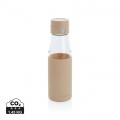 Ukiyo glass hydration tracking bottle with sleeve, brown