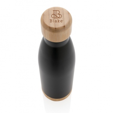 Logo trade promotional merchandise image of: Vacuum stainless steel bottle with bamboo lid and bottom
