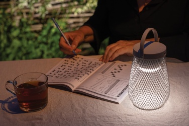 Logo trade corporate gift photo of: Aurora RCS recycled plastic USB re-chargeable table lamp