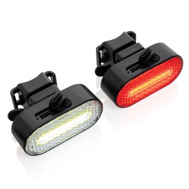 Logo trade promotional gifts image of: Lumino RCS recycled plastic USB re-chargeable bike light set