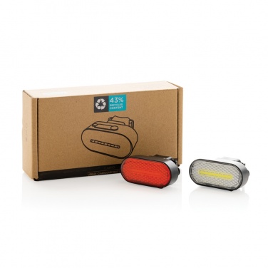 Logotrade promotional items photo of: Lumino RCS recycled plastic USB re-chargeable bike light set