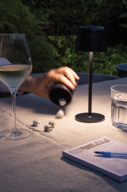 Logo trade promotional merchandise photo of: Zenic RCS recycled plastic USB re-chargable table lamp