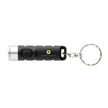 Logo trade corporate gifts picture of: Globix RCS recycled plastic USB re-chargeable keychain torch