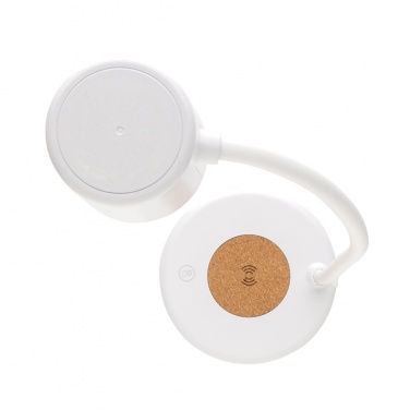 Logo trade promotional items picture of: Zenara RCS recycled plastic and cork 15W wireless desk lamp