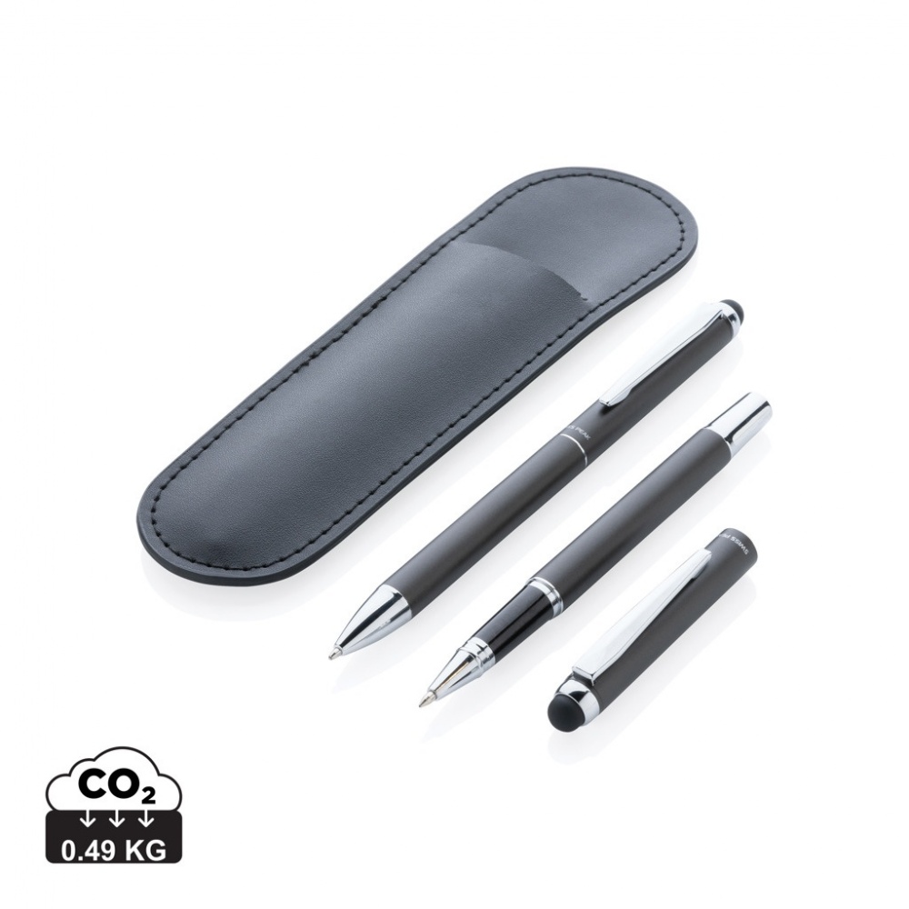 Logo trade promotional products image of: Swiss Peak deluxe pen set in PU pouch
