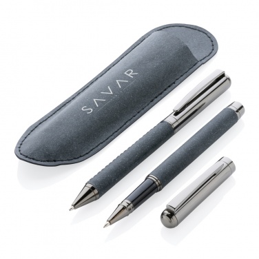 Logo trade promotional gift photo of: Recycled leather pen set