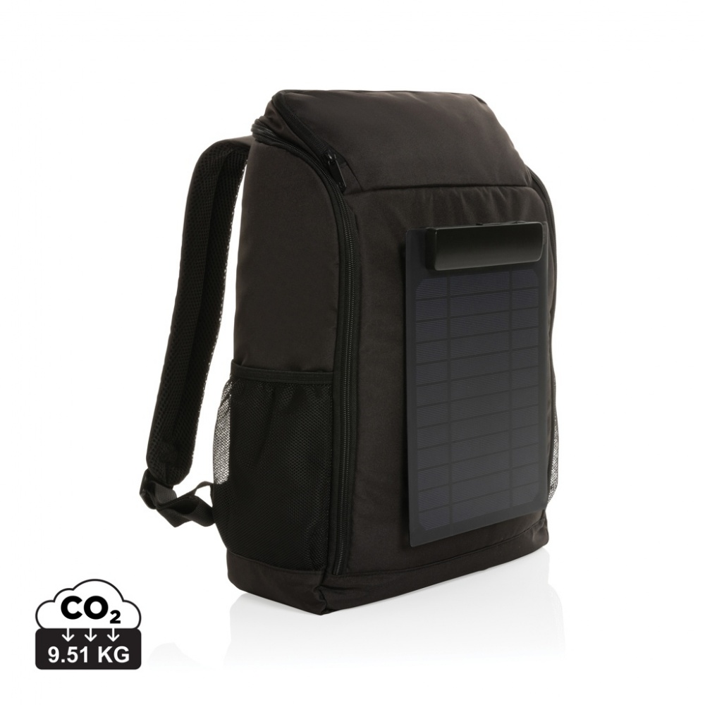 Logotrade advertising product image of: Pedro AWARE™ RPET deluxe backpack with 5W solar panel