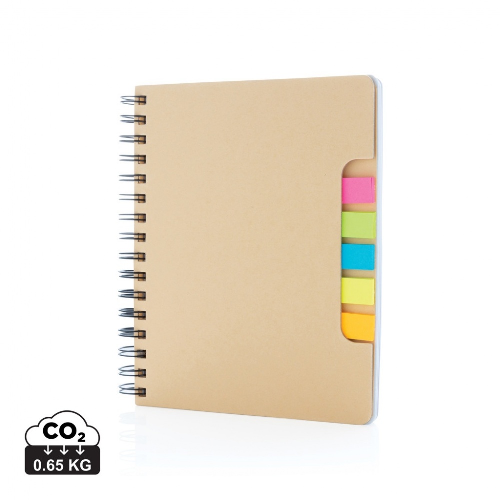 Logo trade corporate gift photo of: A5 Kraft spiral notebook with sticky notes