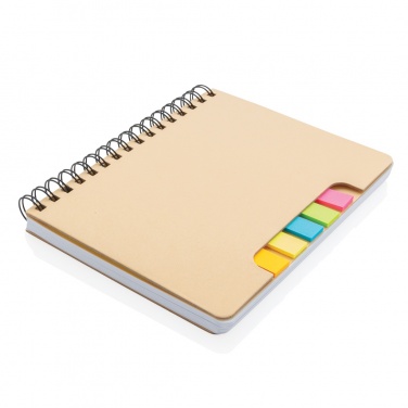 Logo trade promotional merchandise picture of: A5 Kraft spiral notebook with sticky notes