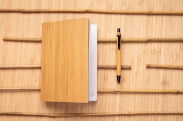 Logo trade corporate gifts image of: A5 Bamboo notebook & pen set
