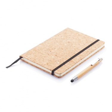 Logotrade promotional product picture of: A5 notebook with bamboo pen including stylus