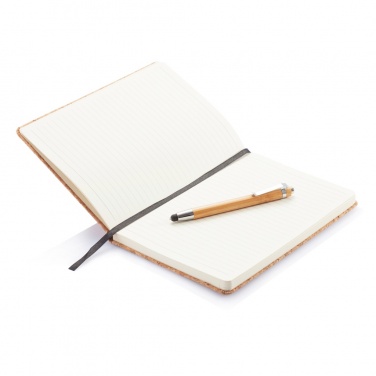 Logotrade promotional gift picture of: A5 notebook with bamboo pen including stylus
