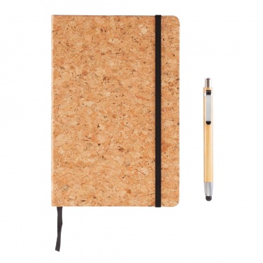 Logo trade promotional merchandise picture of: A5 notebook with bamboo pen including stylus