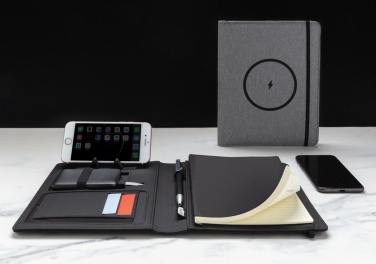 Logotrade business gift image of: Air 5W wireless charging notebook with 5000mAh powerbank