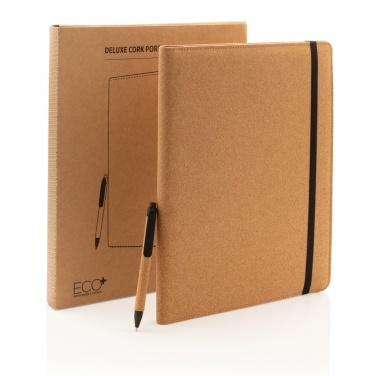 Logo trade promotional gift photo of: Deluxe cork portfolio A4 with pen
