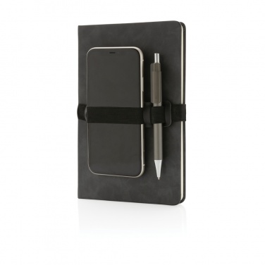 Logotrade business gift image of: Deluxe hardcover PU notebook A5 with phone and pen holder