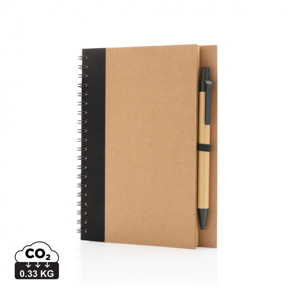 Logo trade promotional item photo of: Kraft spiral notebook with pen