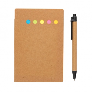 Logo trade promotional giveaways image of: Kraft sticky notes A6 booklet with pen