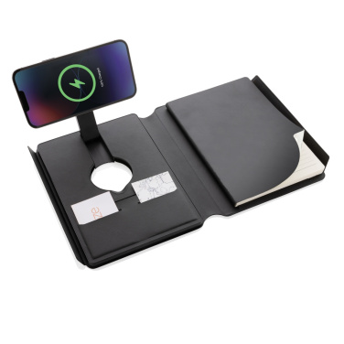 Logo trade promotional giveaway photo of: Swiss Peak RCS rePU notebook with 2-in-1 wireless charger