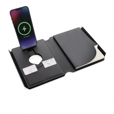 Logo trade promotional gifts image of: Swiss Peak RCS rePU notebook with 2-in-1 wireless charger