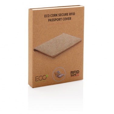 Logo trade business gifts image of: Cork secure RFID passport cover
