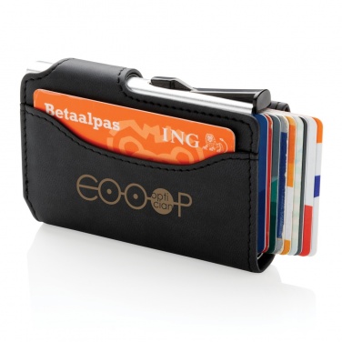 Logo trade corporate gifts picture of: Standard aluminium RFID cardholder with PU wallet