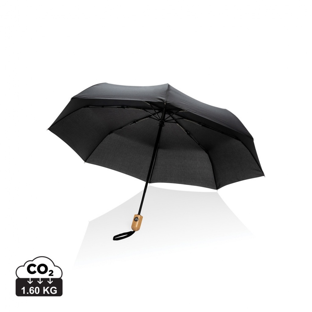Logotrade business gift image of: 21" Impact AWARE™ RPET 190T bamboo auto open/close umbrella
