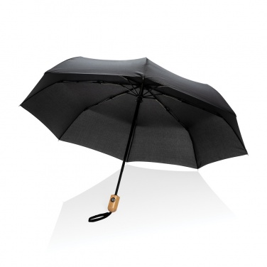 Logotrade business gift image of: 21" Impact AWARE™ RPET 190T bamboo auto open/close umbrella