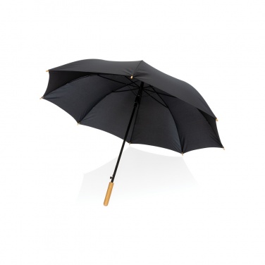 Logo trade promotional gifts image of: 27" Impact AWARE™ RPET 190T auto open bamboo umbrella