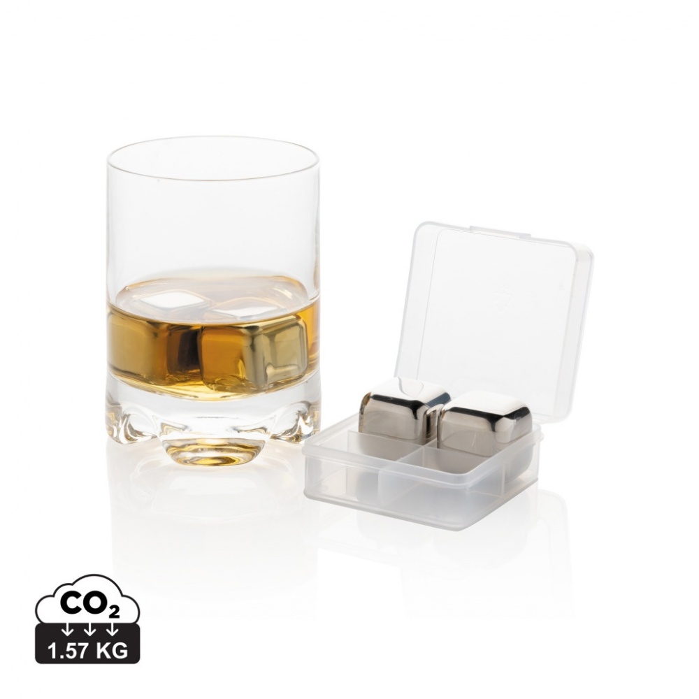 Logotrade promotional item picture of: Re-usable stainless steel ice cubes 4pc