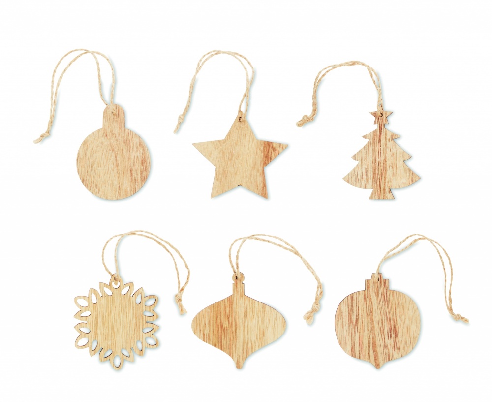 Logo trade promotional gift photo of: Set of wooden Xmas ornaments