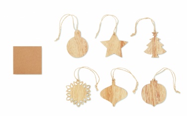 Logo trade promotional merchandise image of: Set of wooden Xmas ornaments