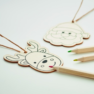Logo trade promotional gifts image of: Drawing wooden ornaments set