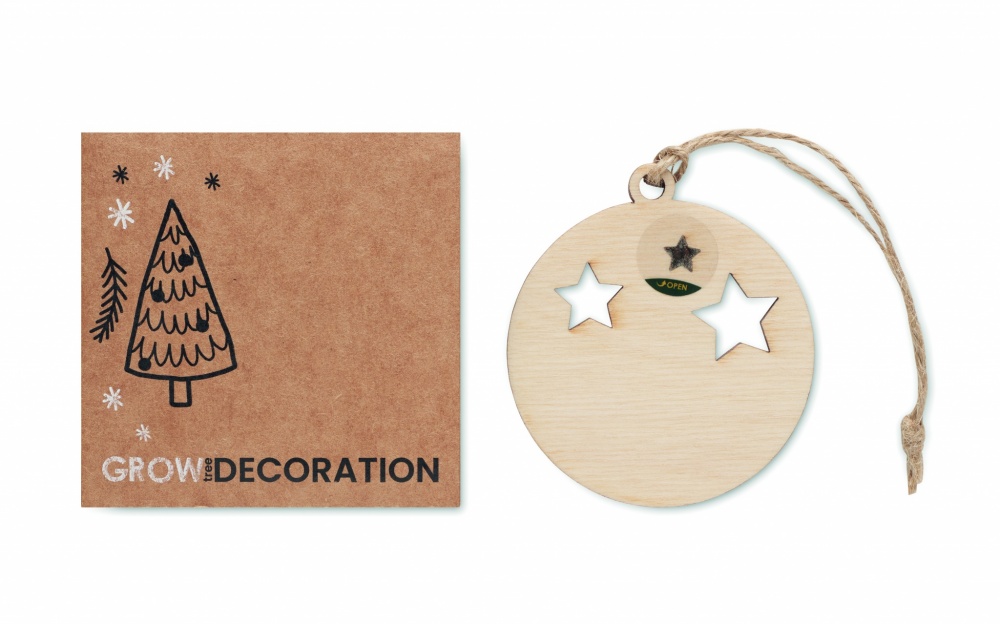 Logo trade corporate gifts image of: Wooden bauble shape hanger