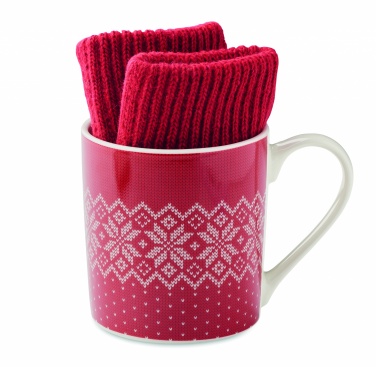 Logo trade corporate gift photo of: Winter gift mug and gloves set