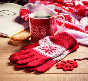 Logo trade promotional items image of: Winter gift mug and gloves set