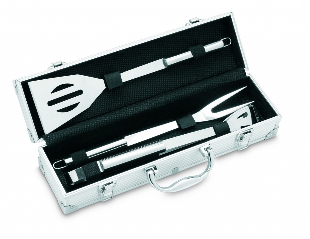 Logotrade advertising products photo of: 3 BBQ tools in aluminium case