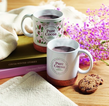 Logo trade promotional giveaways image of: Ceramic cork mug 280 ml