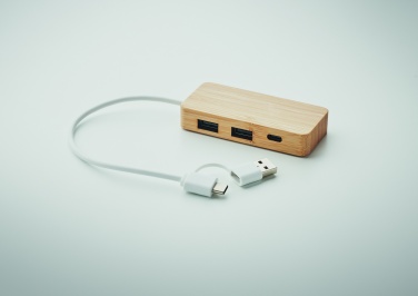 Logotrade advertising product picture of: Bamboo USB 3 ports hub