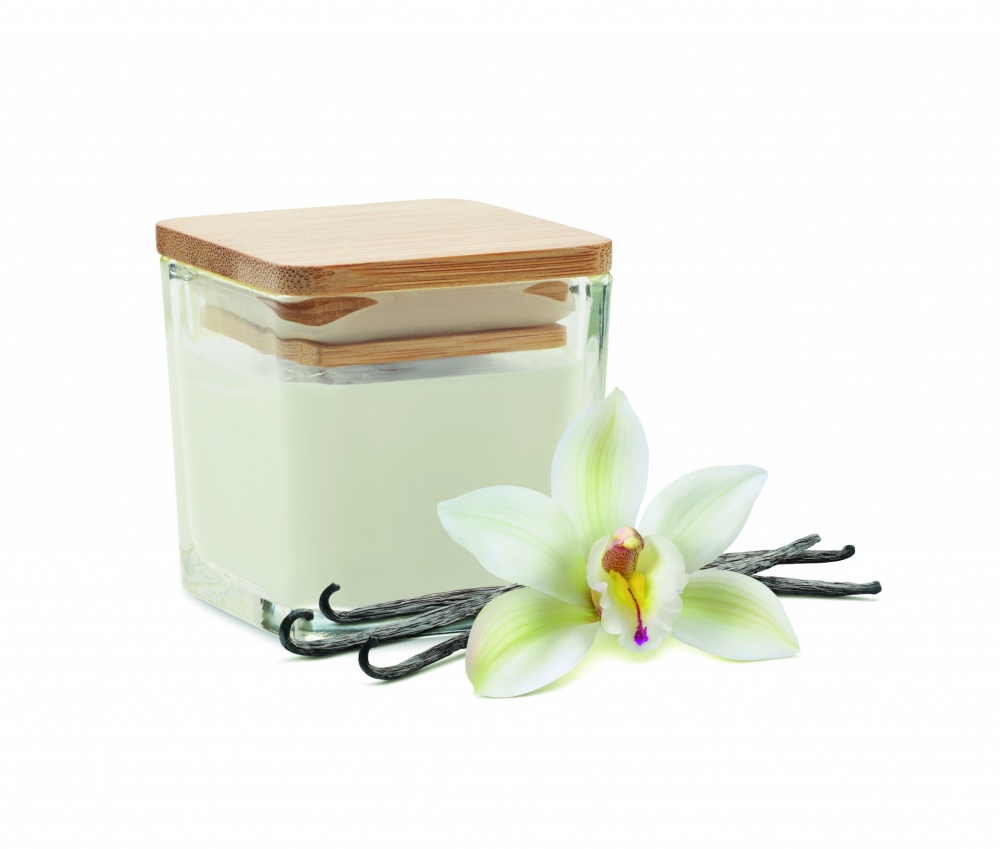 Logo trade promotional merchandise picture of: Squared fragranced candle 50gr