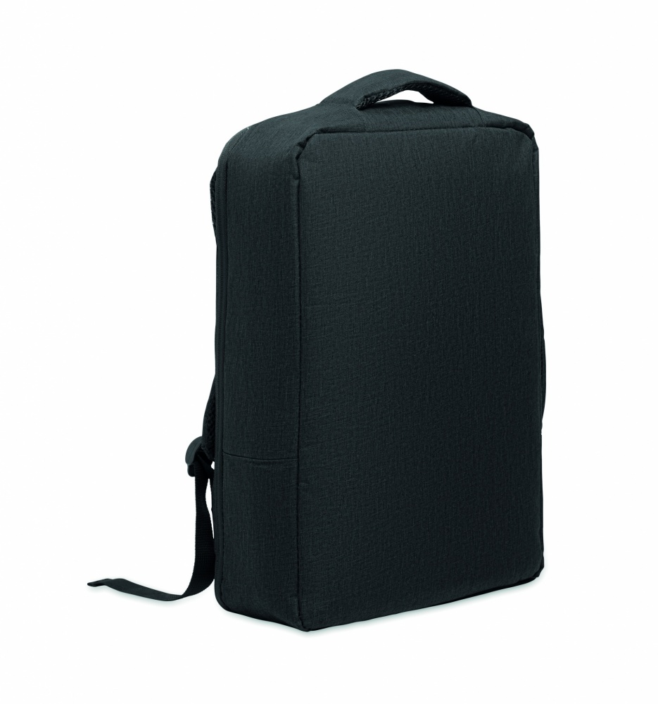 Logotrade promotional item image of: A safe 15-inch laptop backpack made of 300D RPET with a 210D RPET lining and customizable printing.
