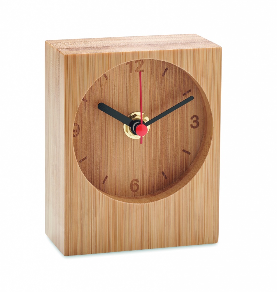 Logo trade promotional gifts image of: Bamboo table clock