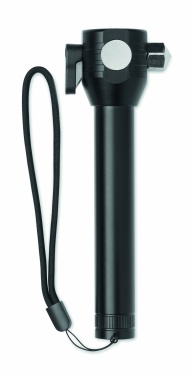 Logo trade promotional product photo of: 3-in-1 aluminum flashlight with an emergency hammer and seatbelt cutter, customizable with printing