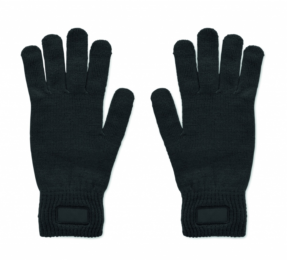 Logo trade corporate gifts image of: Knitted gloves in RPET