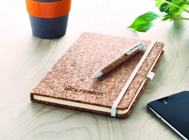 Logo trade advertising product photo of: A5 cork notebook with pen