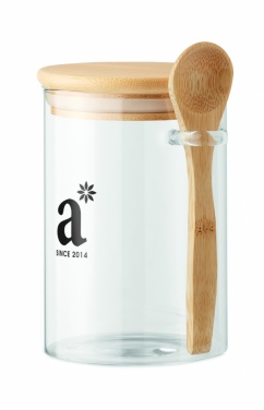 Logotrade promotional item picture of: Glass jar with spoon 600 ml