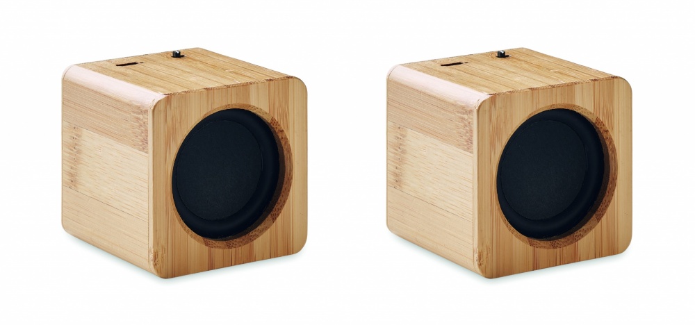 Logo trade advertising products image of: Set of Bamboo wireless speaker