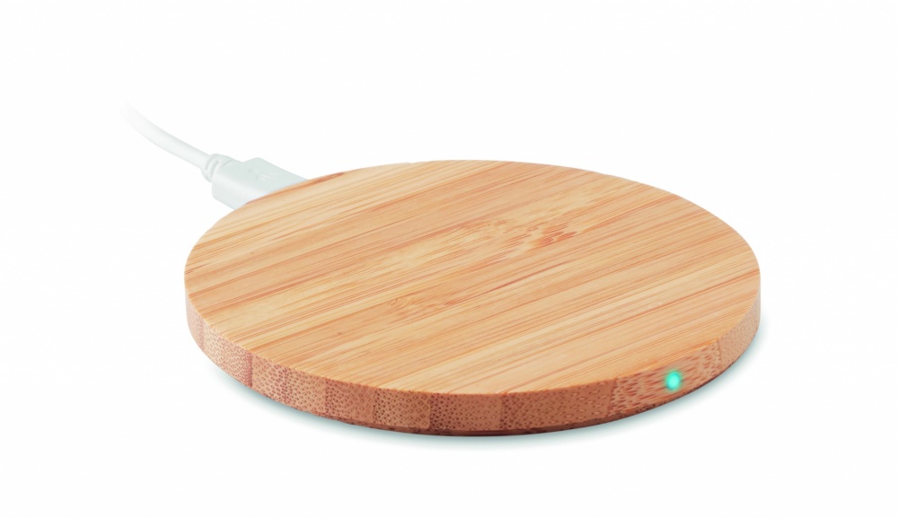 Logotrade advertising products photo of: Wireless charger bamboo 10W RUNDO +